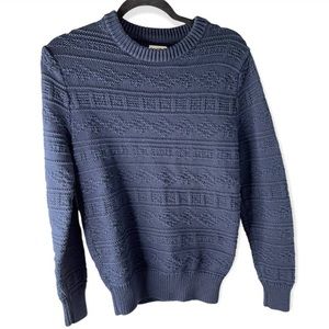 Men’s J. Crew Cotton Sweater Guernsey Stitch medium M navy blue